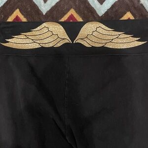 Black Pants with Gold Wing Design Y2K Victoria secret angel fold vintage